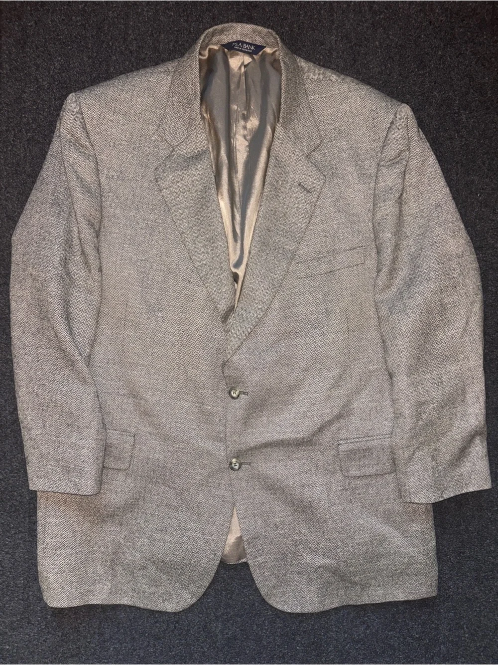 Jos A Bank Signature Wool Linen Silk Herringbone Sport Coat Blazer 50R Academia